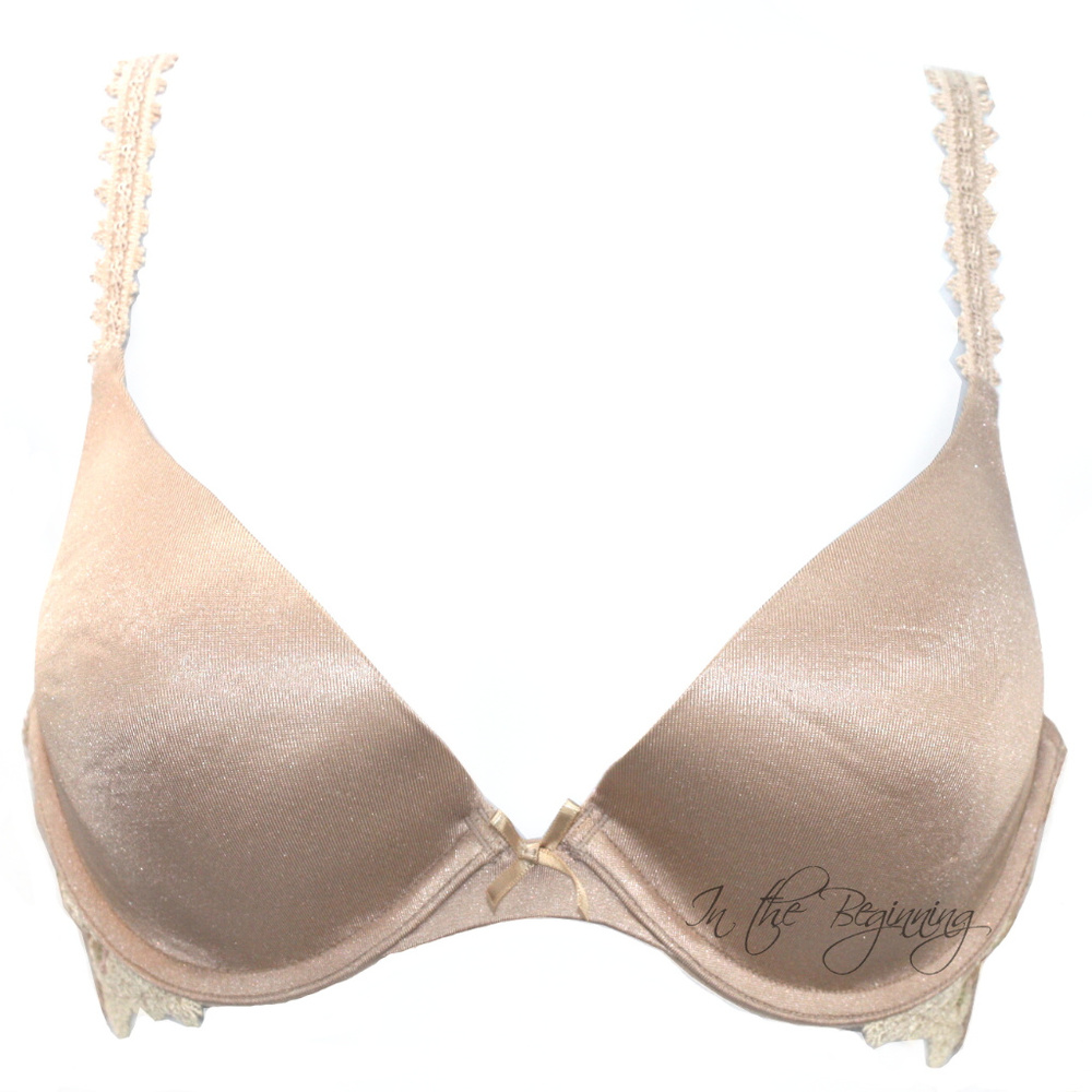 Felina 34C Nude Seamless Lined Plunge Bra NWT